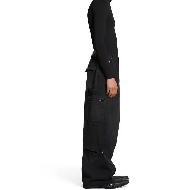 商品[国内直发] Balenciaga|巴黎世家 Logo贴标休闲阔腿牛仔裤 宽松版型 男款 黑色,价格¥18486,第6张图片详细描述
