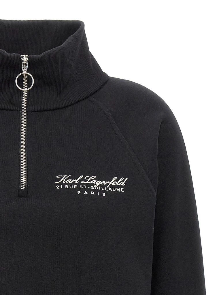 商品Karl Lagerfeld Paris|Karl Lagerfeld Logo Embroidered Half-Zipped Sweatshirt,价格¥975,第3张图片详细描述