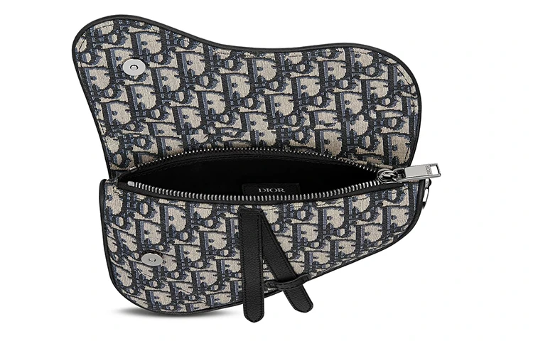 商品[国内直发] Dior|迪奥 Saddle 斜纹提花老花满印 刺绣皮革 马鞍包单肩手提斜挎包 迷你 男女同款情侣款 米色/黑色,价格¥18564,第6张图片详细描述