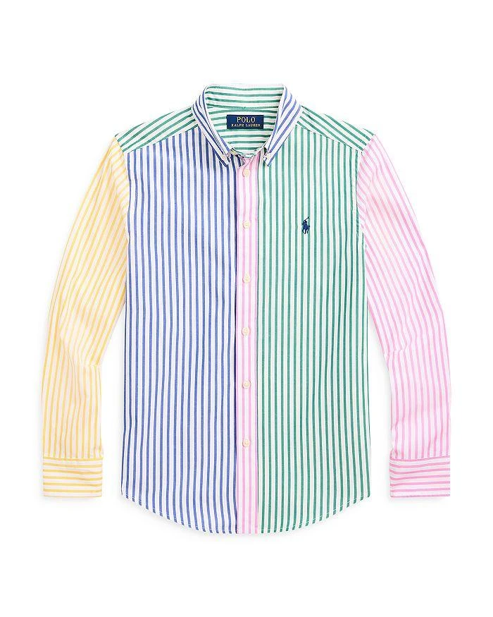 商品Ralph Lauren|Boys' Color Block Stripe Cotton Poplin Shirt - Little Kid, Big Kid,价格¥178,第1张图片