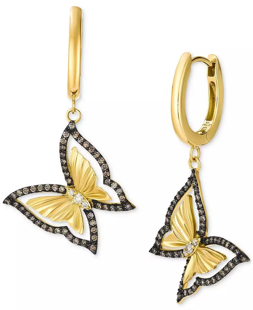 商品Le Vian|Chocolate Diamond & Nude Diamond Butterfly Drop Earrings (1/2 ct. t.w.) in 14k Gold,价格¥13462,第1张图片