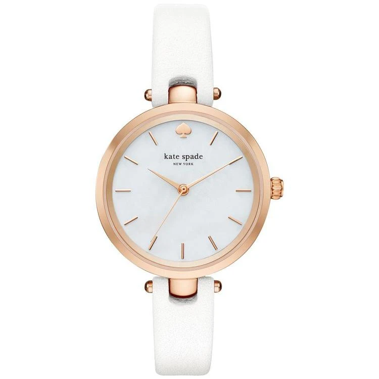 商品Kate Spade|Women's Holland White Leather Strap Watch 34mm KSW1280,价格¥1309,第1张图片