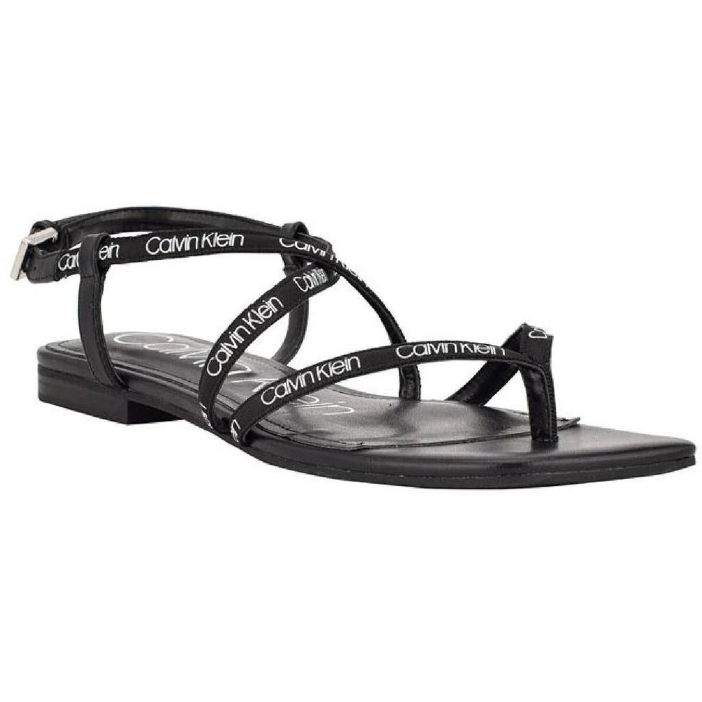 商品Calvin Klein|Calvin Klein Womens Myra Faux Leather Strappy Flat Sandals,价格¥130,第1张图片