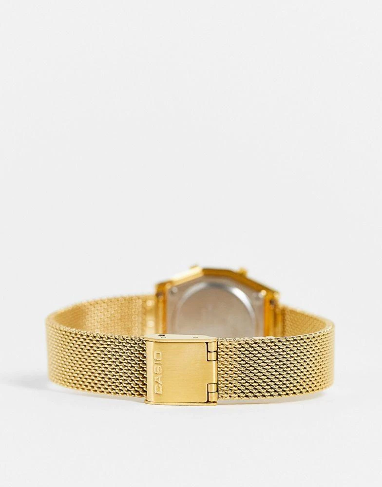 商品Casio|Casio vintage mesh bracelet strap watch in gold,价格¥526,第2张图片详细描述