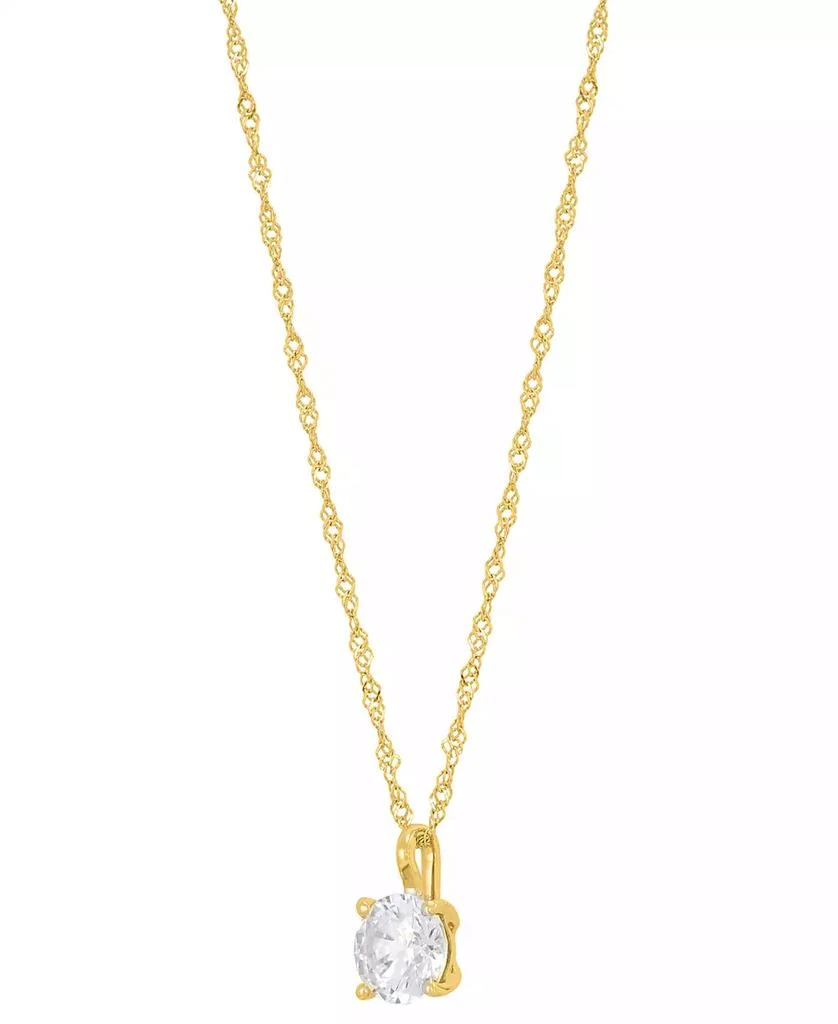 商品Macy's|Diamond Solitaire 18" Pendant Necklace (1/2 ct. t.w.) in 14k Gold,价格¥5983,第2张图片详细描述