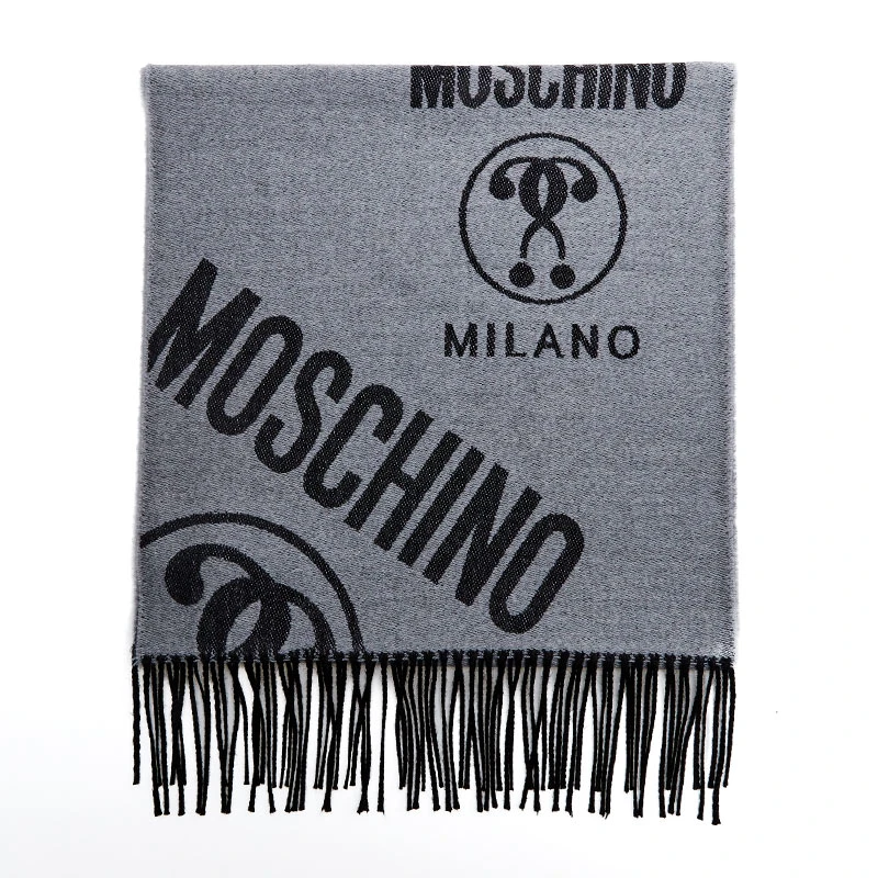 商品[国内直发] Moschino|莫斯奇诺围巾男女同款灰色经典徽标字母羊毛流苏围巾礼物送女友送男友,价格¥512,第1张图片