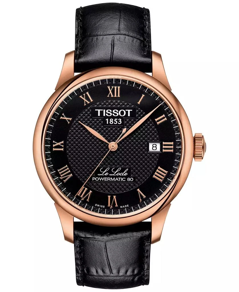 商品Tissot|Men's Swiss Le Locle Black Leather Strap Watch 40mm,价格¥5500,第1张图片