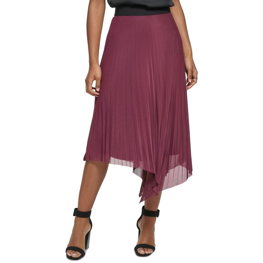 Women's Asymmetrical Hem Pleated Midi Skirt商品第1张图片规格展示