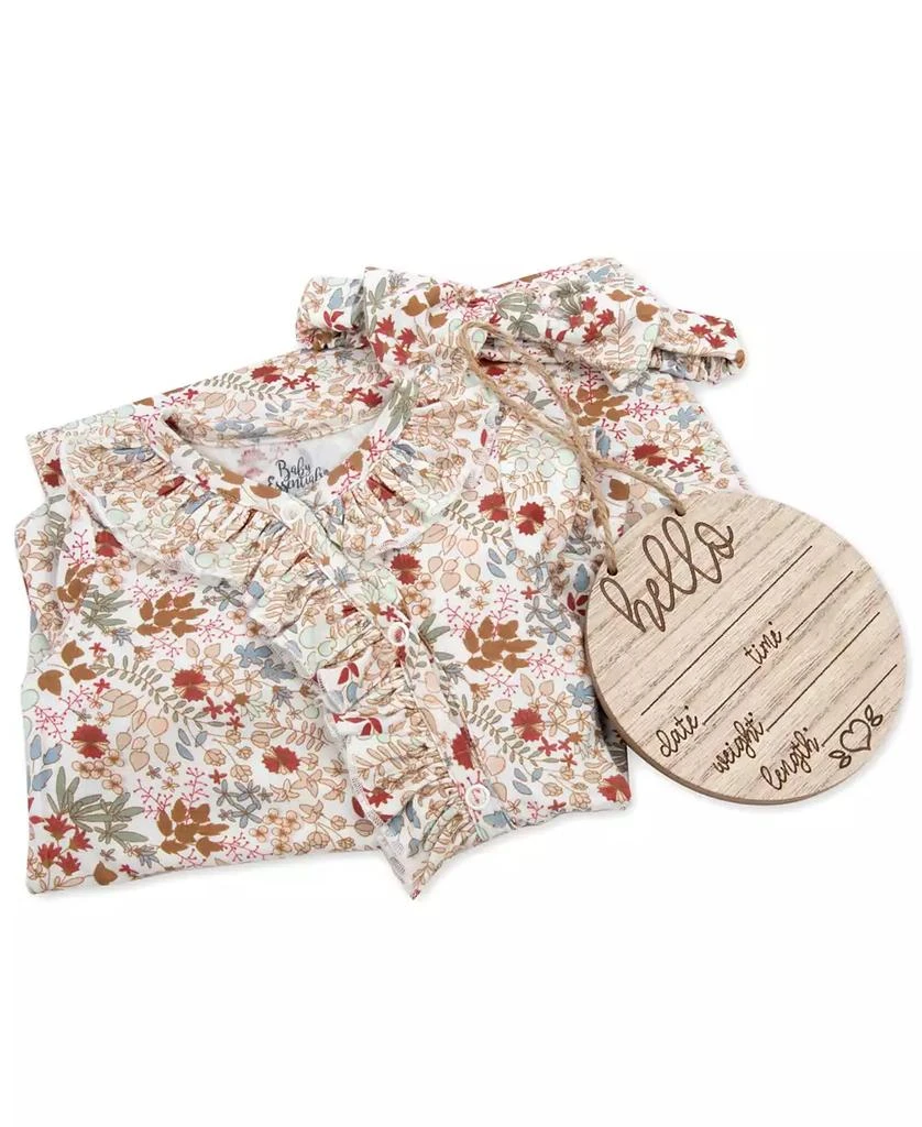 商品Baby Essentials|Baby Girl Floral Footie, Swaddle, Headband & Wood Sign, 4-Piece Set,价格¥90,第2张图片详细描述