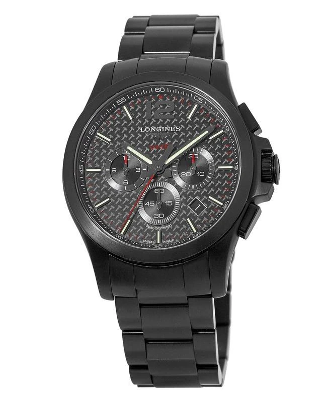 商品Longines|Longines Conquest V.H.P. Black Carbon Fiber Men's Watch L3.727.2.66.6,价格¥13271,第1张图片