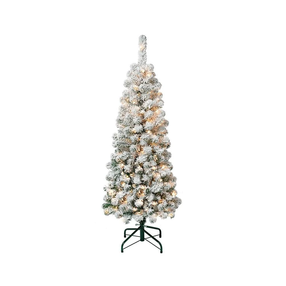 商品National Tree Company|First Traditions 4.5' Acacia Pencil Slim Flocked Tree with Clear Lights,价格¥927,第1张图片
