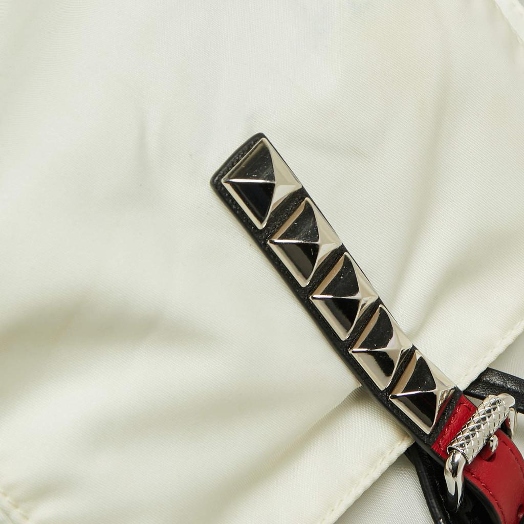 Prada White/Black Nylon and Leather New Vela Studded Backpack商品第7张图片规格展示