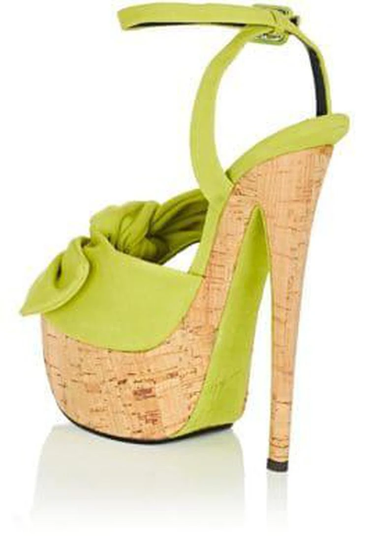 商品Giuseppe Zanotti|Bow-Detail Suede Platform Sandals,价格¥2647,第3张图片详细描述