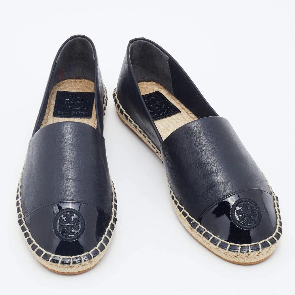 商品Tory Burch|Tory Burch Black Patent and Leather Flat Espadrilles Size 37.5,价格¥1355,第4张图片详细描述