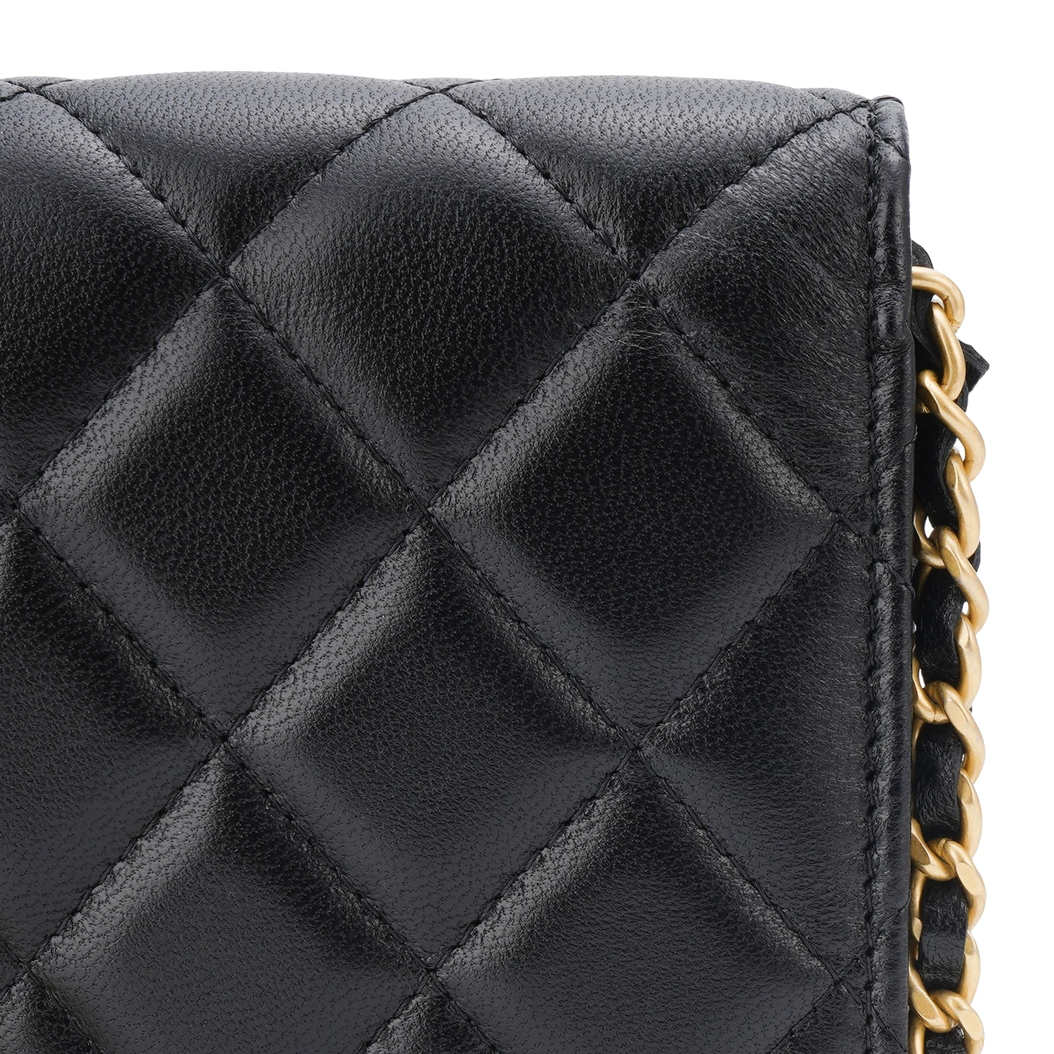 商品[国内直发] Chanel|香奈儿 WOC 23S 爱心珐琅黑金菱格链条 羊皮 钱包单肩斜挎包 女款 黑色,价格¥29644,第8张图片详细描述