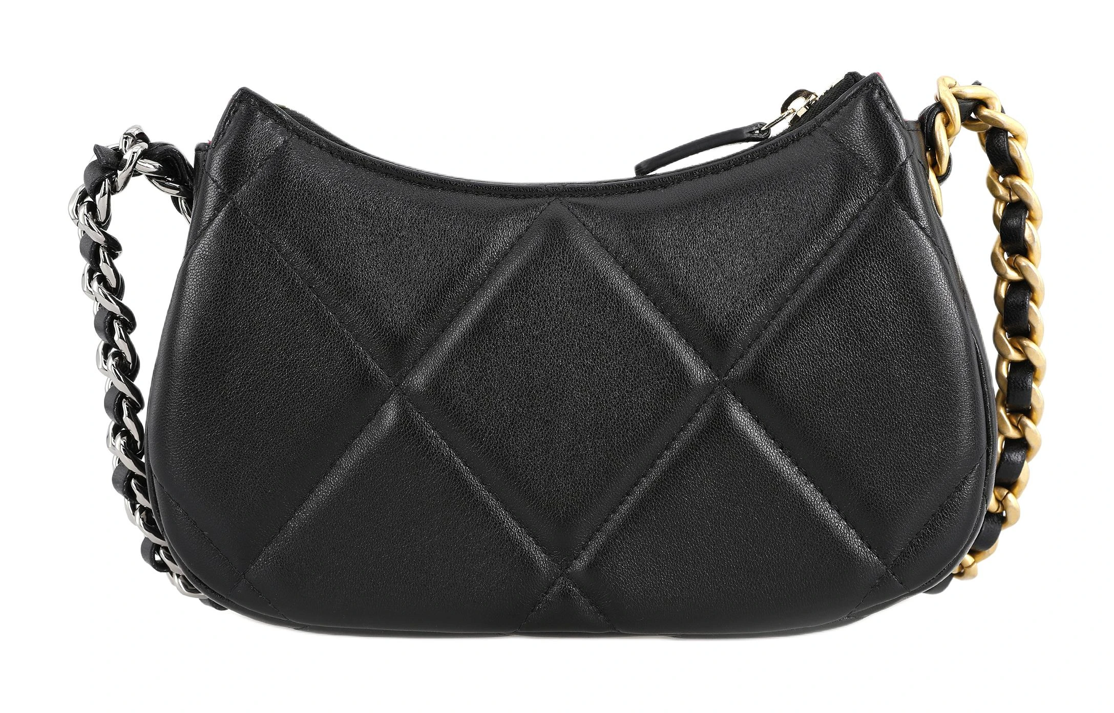 商品[国内直发] Chanel|香奈儿 19Bag 24C 品牌Logo拉链开合 羊皮 豌豆包单肩斜挎包 迷你 女款 黑色,价格¥32000,第4张图片详细描述