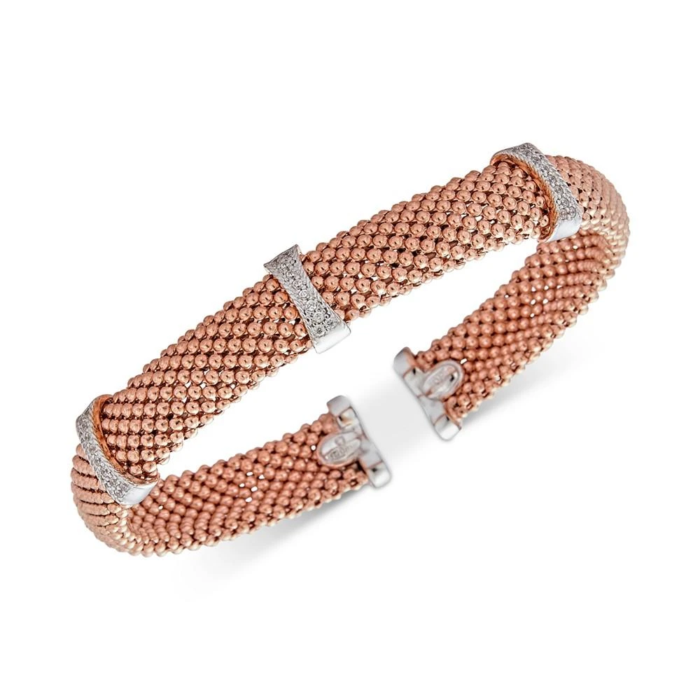 商品Macy's|Diamond Mesh-Look Station Bangle Bracelet (1/4 ct. t.w.) in Sterling Silver & 14k Rose Gold-Plated Sterling Silver,价格¥5232,第3张图片详细描述