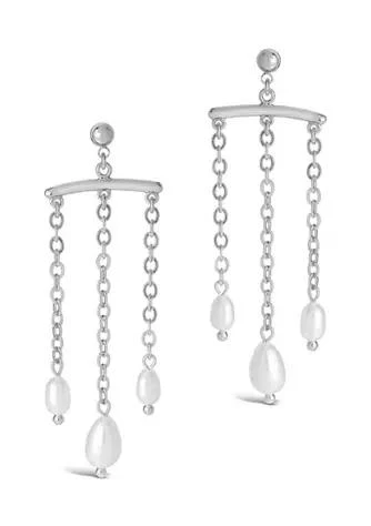 商品Sterling Forever|Forever Chains Pearls Chandelier Drop Earrings,价格¥1054,第1张图片