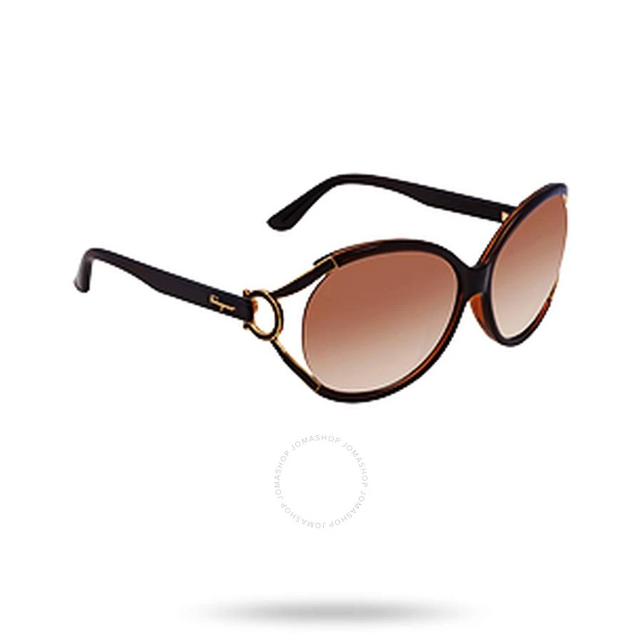 商品Salvatore Ferragamo|Brown Gradient Round Ladies Sunglasses SF600S 220 61,价格¥521,第1张图片