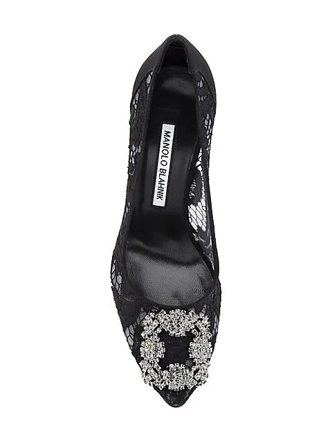 商品Manolo Blahnik|Hangisila 105 Embellished Lace Pumps,价格¥7968,第5张图片详细描述