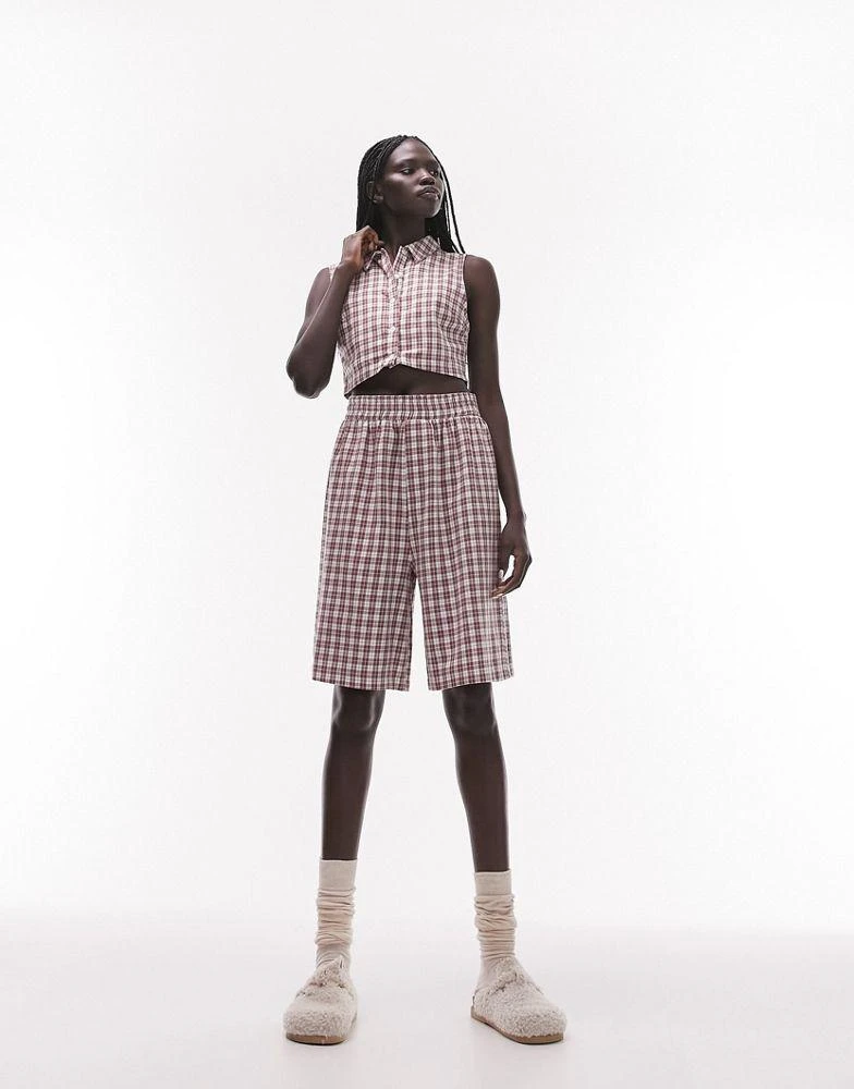 商品Topshop|Topshop check collared tank & ll short pyjamas in neutral,价格¥186,第4张图片详细描述