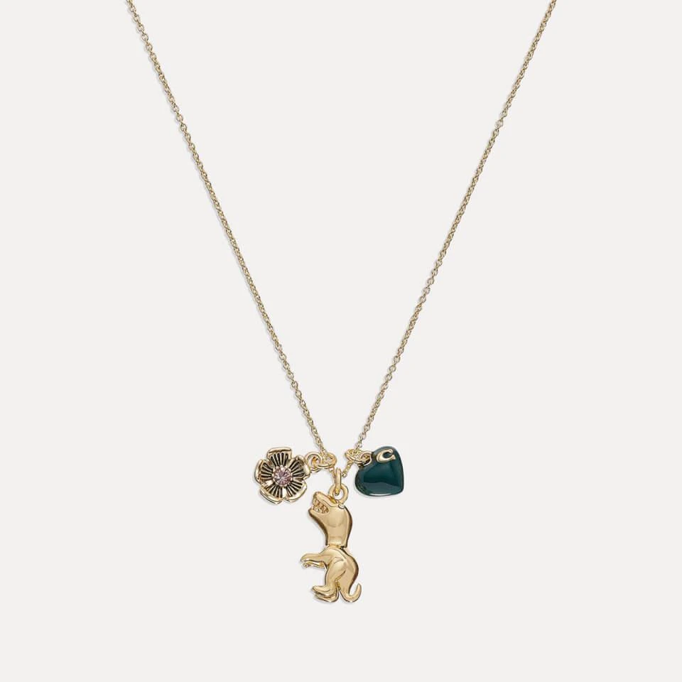 商品Coach|Coach Women's Rexy Heart Charm Pendant Necklace - Gold/Green,价格¥442,第1张图片