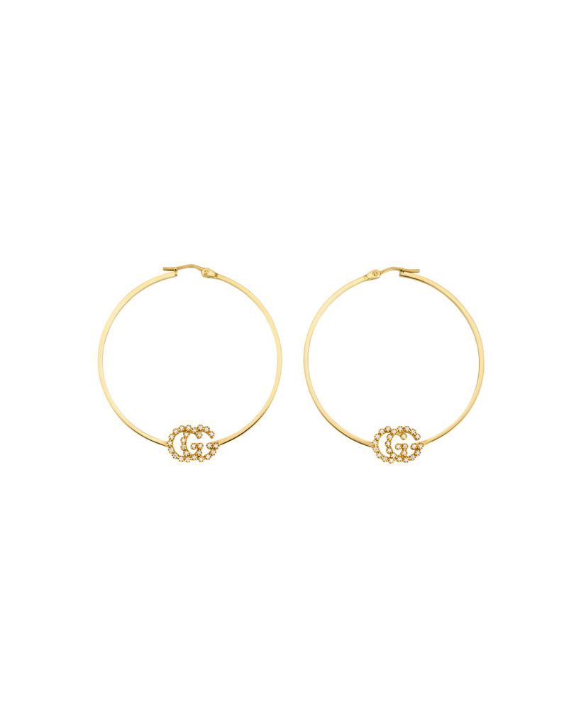 18K Yellow Gold Running GG Logo Diamond Hoop Earrings商品第1张图片规格展示