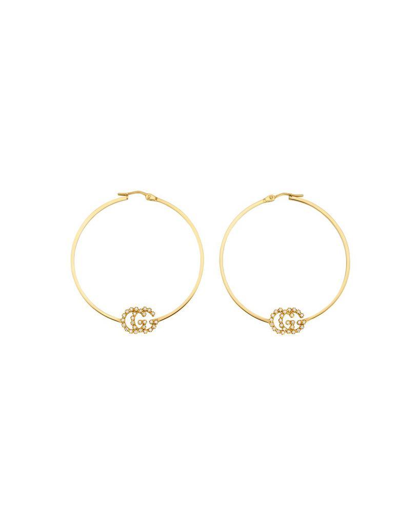 商品Gucci|18K Yellow Gold Running GG Logo Diamond Hoop Earrings,价格¥22727,第1张图片
