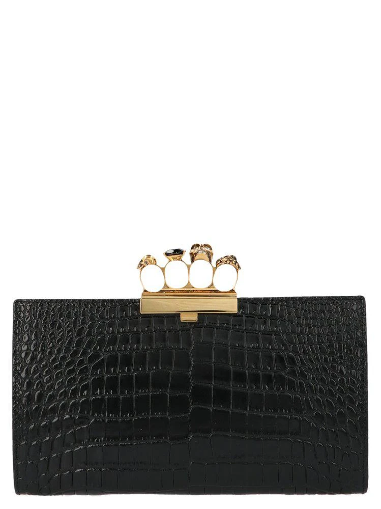 商品Alexander McQueen|Alexander McQueen Skull Four-Ring Clutch Bag,价格¥9582,第1张图片