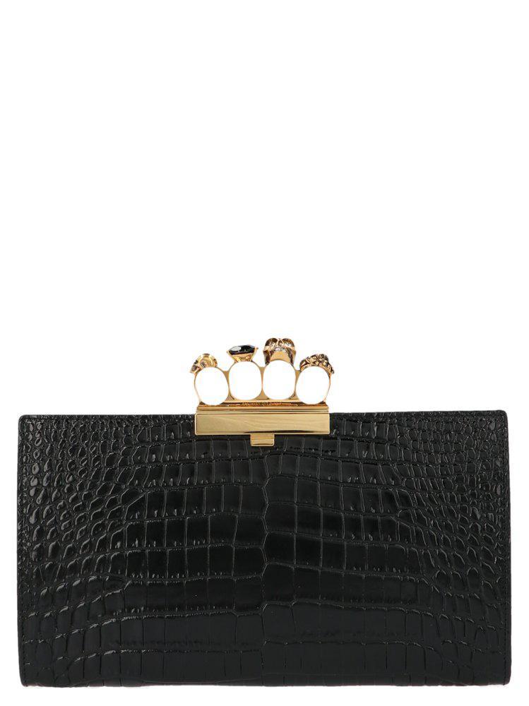 商品Alexander McQueen|Alexander McQueen Skull Four-Ring Clutch Bag,价格¥8774,第1张图片