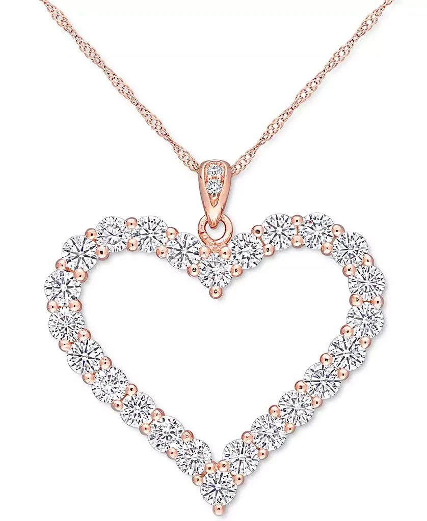 商品Macy's|Lab-Grown Moissanite Heart 18" Pendant Necklace (2-2/5 ct. t.w.) in 18k Rose Gold-Plated Sterling Silver,价格¥3375,第1张图片