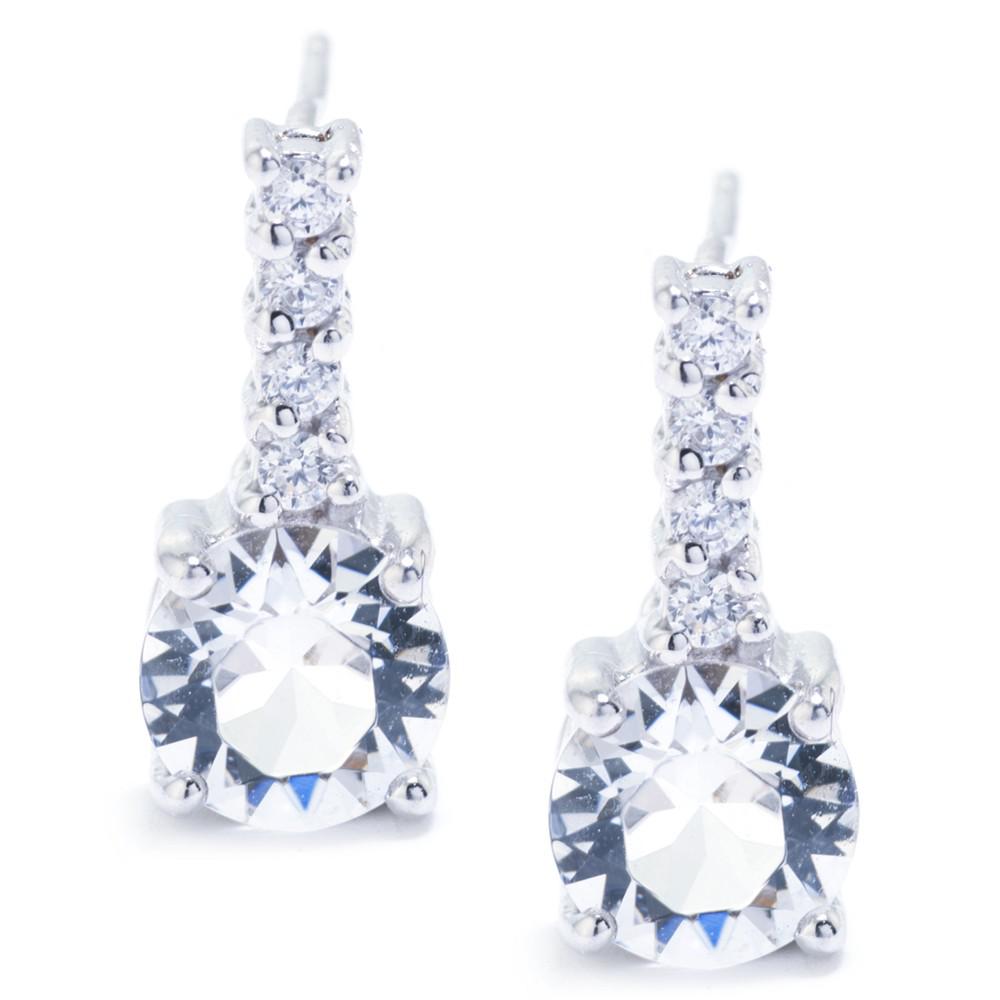 Fine Crystal with Cubic Zirconia Bar Drop Earring in Sterling Silver (Available in Clear, Blue, Light Blue and Red)商品第1张图片规格展示