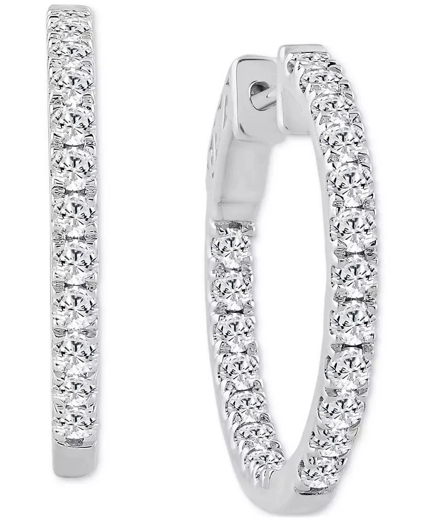 商品Macy's|Diamond In & Out Hoop Earrings (1-1/2 ct. t.w.) in 10k White Gold,价格¥15858,第1张图片