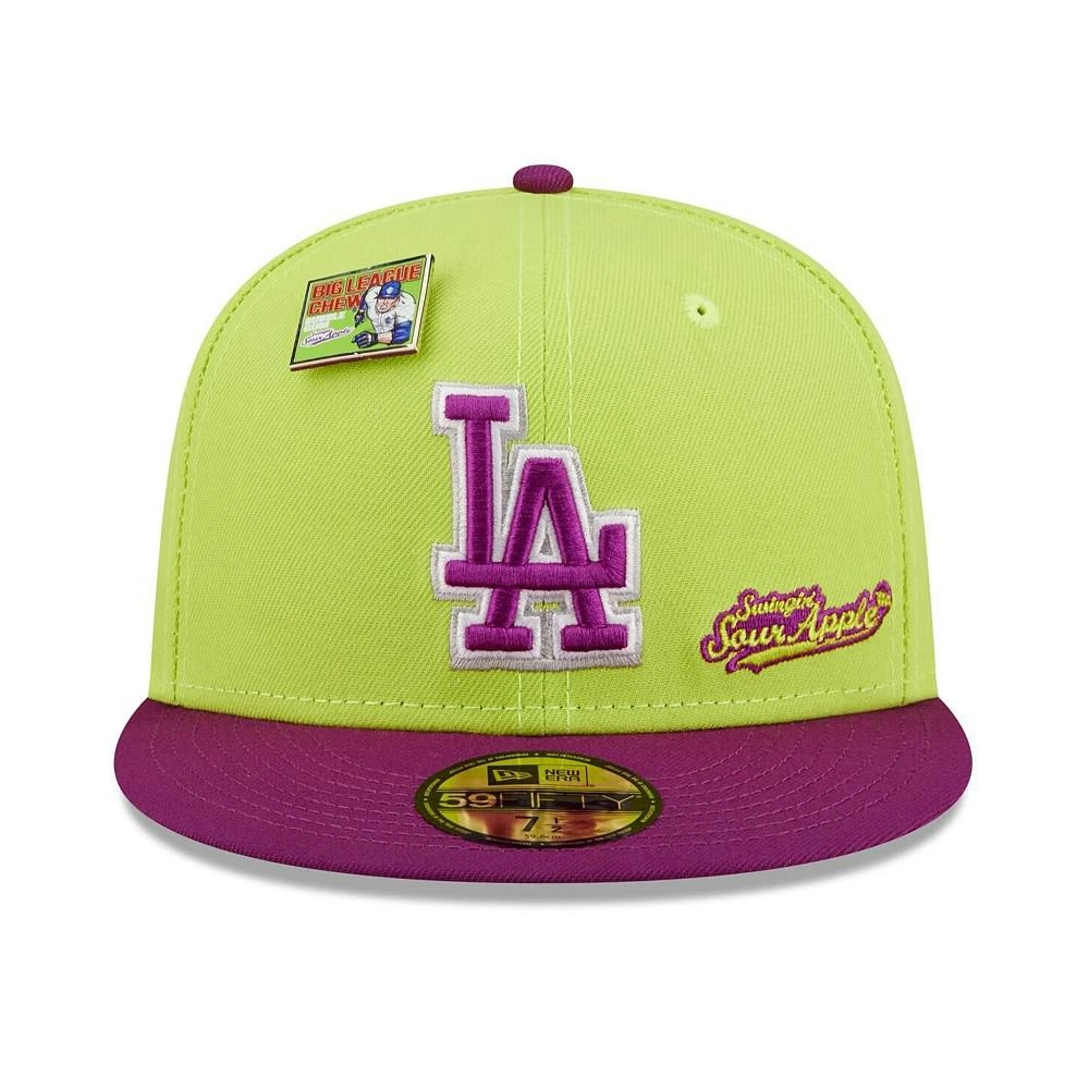 商品New Era|Men's Green and Purple Los Angeles Dodgers MLB x Big League Chew Swingin' Sour Apple Flavor Pack 59FIFTY Fitted Hat,价格¥274,第2张图片详细描述
