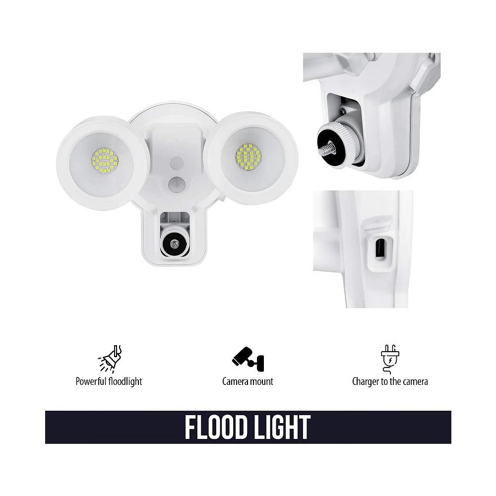 商品Wasserstein|3-in-1 WIred Floodlight, Charger and Mount for Blink Outdoor/XT2/XT - 2000 Lumens Powerful Floodlight (White) (Blink Camera NOT Included),价格¥449,第3张图片详细描述