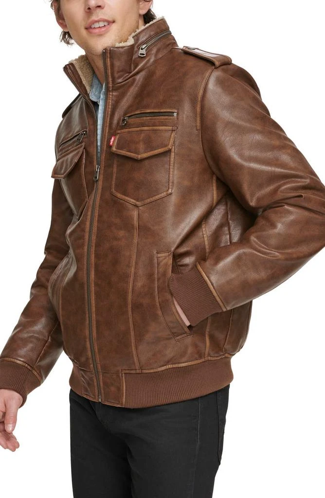 商品Levi's|Faux Leather Faux Shearling Lined Aviator Bomber Jacket,价格¥620,第4张图片详细描述