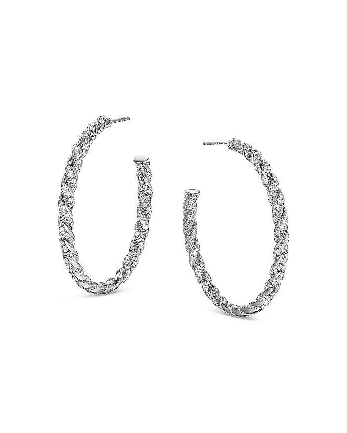 商品David Yurman|Pavéflex Hoop Earrings in 18K White Gold,价格¥66417,第1张图片详细描述