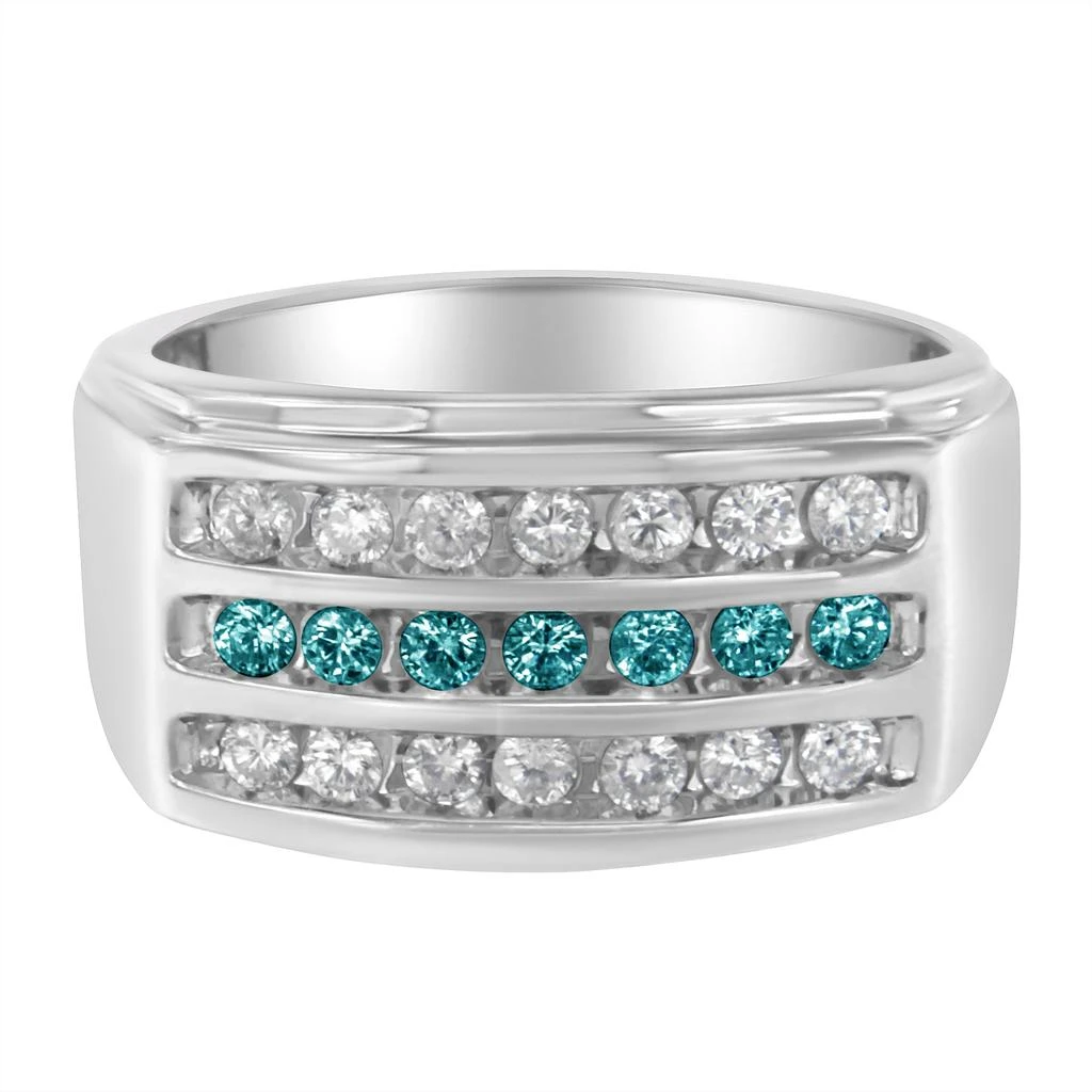 商品Haus of Brilliance|Men's 14KT White Gold Treated Blue Color Diamond Channel Band Ring,价格¥19200,第1张图片