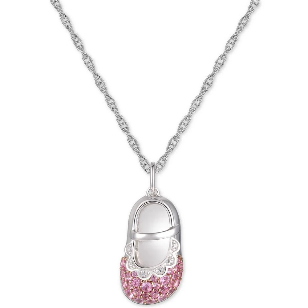 商品Macy's|Lab-Created Blue Sapphire (1/2 ct. t.w.) Baby Shoe 18" Pendant Necklace in Sterling Silver (Also available in Pink Sapphire),价格¥455,第2张图片详细描述