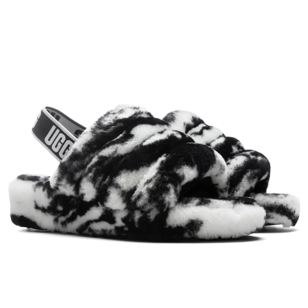 商品UGG|Women's Fluff Yeah Slide Marble - Black,价格¥816,第2张图片详细描述