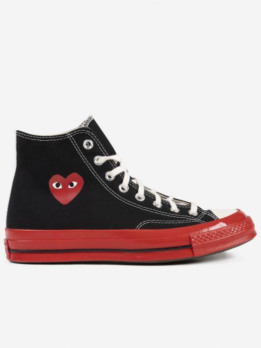 商品Comme des Garcons|Converse Chuck 70 - black high-top sneakers - red sole,价格¥1201,第1张图片