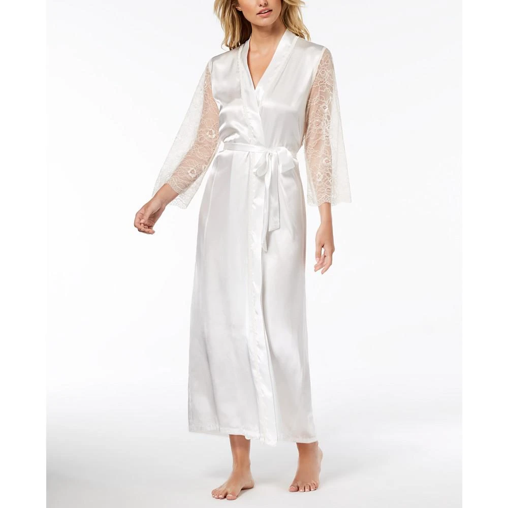 商品Linea Donatella|Keepsake Long Satin Lace-Trim Wrap Robe Lingerie,价格¥216,第1张图片