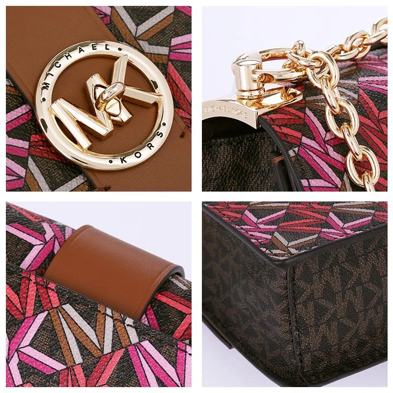 商品[国内直发] Michael Kors|MK 女包 迈克·科尔斯（MICHAEL KORS）卡其色皮质单肩斜挎链条包 32H1GGRC1I BROWN MULTI,价格¥1484,第8张图片详细描述