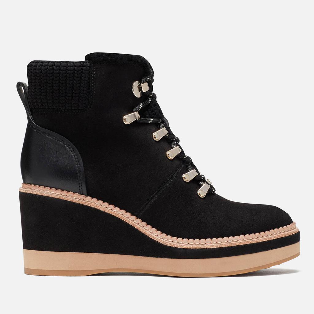 商品Kate Spade|Kate Spade New York Women's Willow Suede/Shearling Wedged Hiking Style Boots - Black,价格¥2436,第1张图片