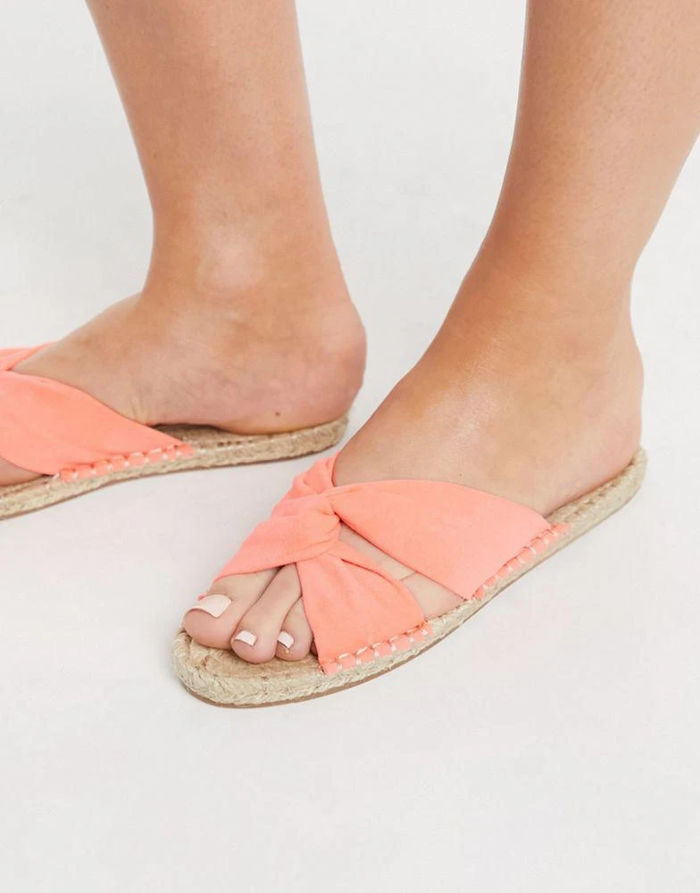 商品ASOS|ASOS DESIGN Jollie knotted mule espadrille in coral,价格¥95,第3张图片详细描述