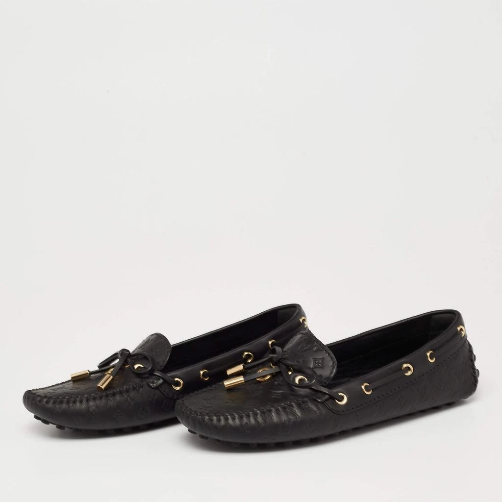 商品[二手商品] Louis Vuitton|Louis Vuitton Black Monogram Leather Bow Slip On Loafers Size 35.5,价格¥3829,第2张图片详细描述