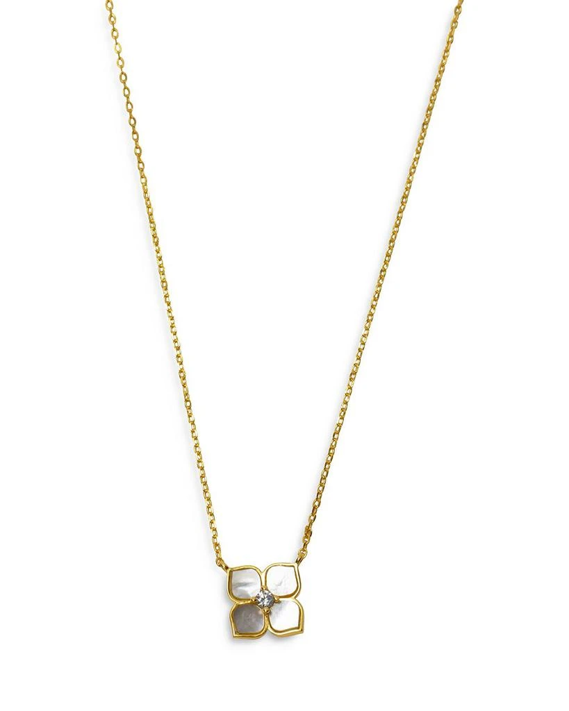 商品Argento Vivo|Cubic Zirconia & Mother Of Pearl Flower Pendant Necklace in 18K Gold Plated Sterling Silver, 16"-18",价格¥510,第1张图片