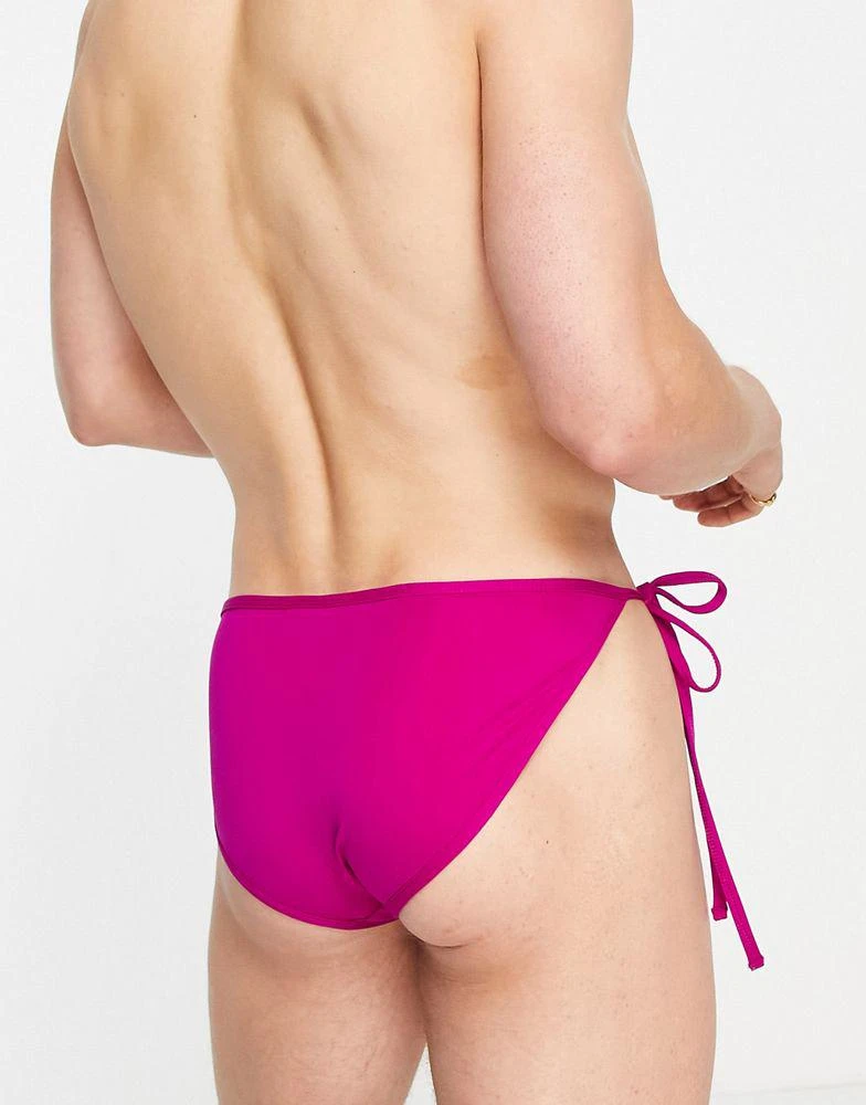 商品ASOS|ASOS DESIGN swim brief with tie sides in dark pink,价格¥113,第3张图片详细描述