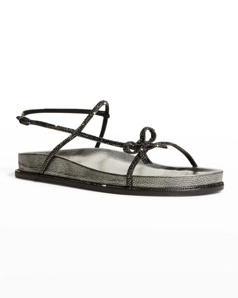商品Rene Caovilla|Asymmetrical T-Strap Strass Bow Sandals,价格¥4047,第2张图片详细描述
