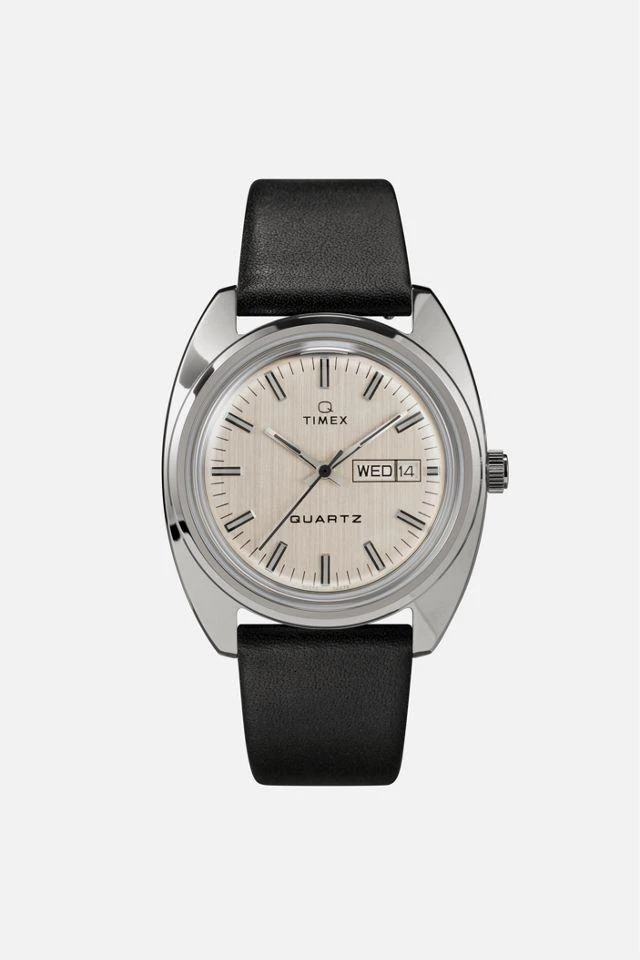 商品Timex|Q Timex 1978 Reissue Day-Date 37mm Leather Strap Watch,价格¥1277,第1张图片